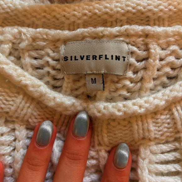 White “Cropped ish” Sweater - Picture 2 of 2